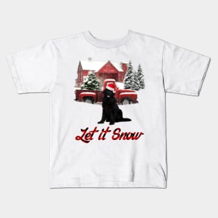 Newfoundland Let It Snow Tree Farm Red Truck Christmas Kids T-Shirt